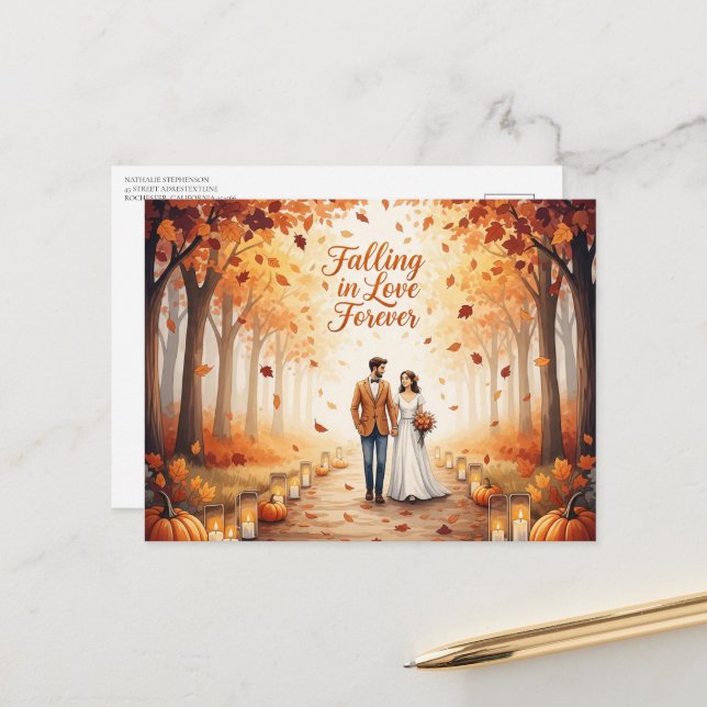 Elegant modern wedding Save The Date postcard (Front/Back In Situ)