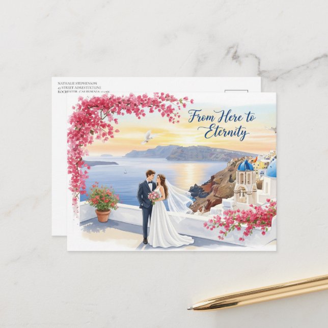 Elegant modern wedding Save The Date postcard (Front/Back In Situ)
