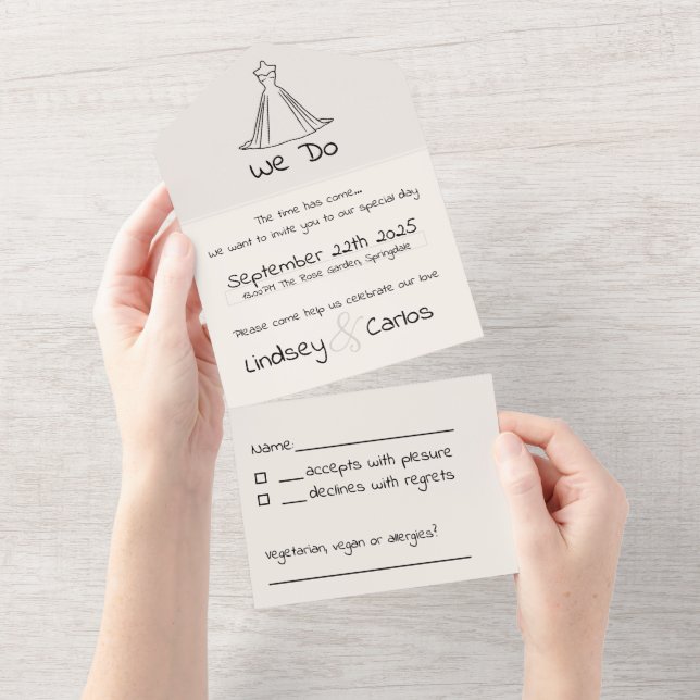 Elegant modern wedding Silhouette Collection All In One Invitation (Tearaway)