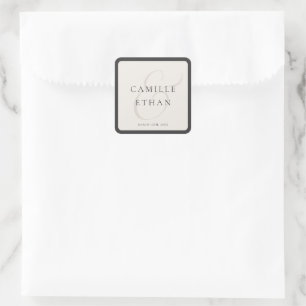 Elegant Modern Wedding Square Favour Sticker