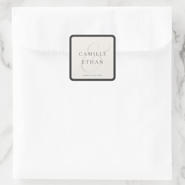 Elegant Modern Wedding Square Favour Sticker (Bag)