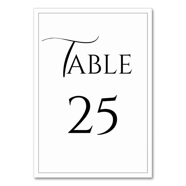 Elegant Modern Wedding Table Card (Front)
