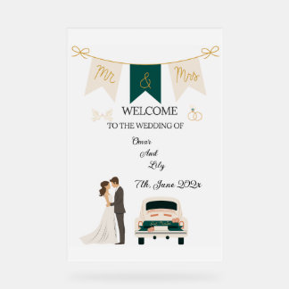 Elegant Modern Wedding Welcome Acrylic Sign. Acrylic Sign