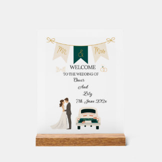 Elegant Modern Wedding Welcome Acrylic Sign. Sign