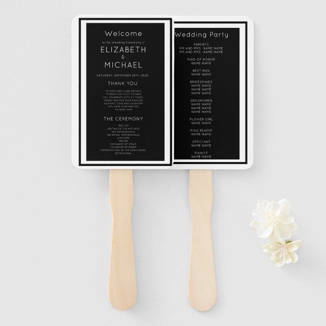 Elegant Modern  Wedding Welcome Hand Fan (Front and Back)