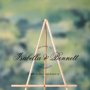 Elegant Modern Wedding Welcome Script Calligraphy Acrylic Sign