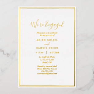 Elegant Modern We're Engaged Engagement Party Gold