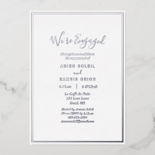 Elegant Modern We're Engaged Engagement Silver