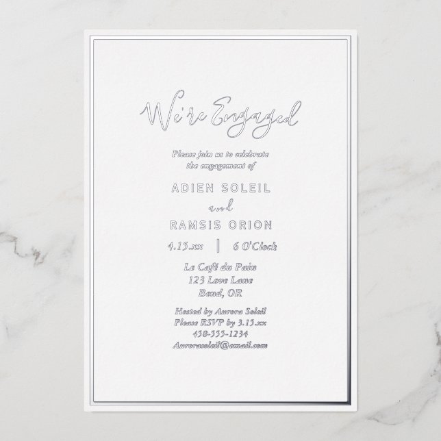 Elegant Modern We're Engaged Engagement Silver (Front)