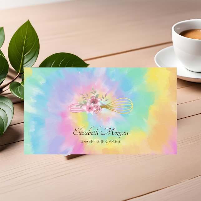 Elegant Modern Whisk Flowers Tie Dye  Business Card (Creator Uploaded)