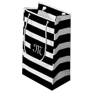 Elegant Modern White And Black Stripes Pattern Small Gift Bag