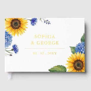 Elegant Modern White and Gold Wedding Guest Book
