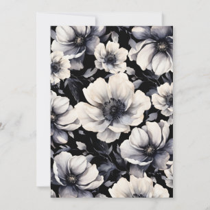 Elegant Modern White Black Floral Wedding Invitation