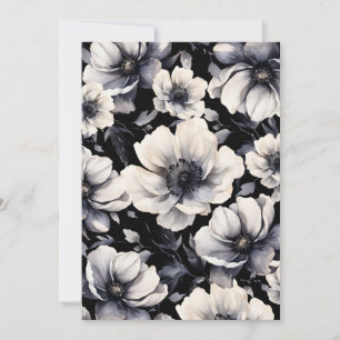 Elegant Modern White Black Floral Wedding Invitation