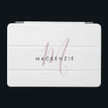 Elegant Modern White Blush Pink Script Monogram iPad Mini Cover<br><div class="desc">Elegant Modern White Blush Pink Script Monogram iPad Mini Cover.  An elegant Blush Pink script monogram combined with a clean black san-serif font makes for a contemporary look.</div>