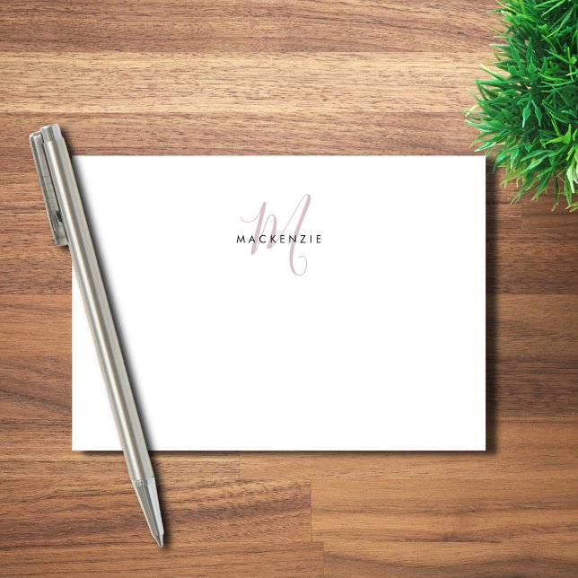 Elegant Modern White Blush Pink Script Monogram Post-it Notes (Creator Uploaded)