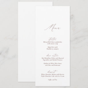 Elegant Modern White Calligraphy Wedding Menu Invitation