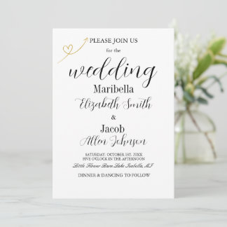 Elegant Modern White & Formal Wedding Invitation