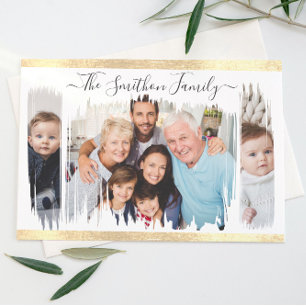  Elegant Modern White & Gold Add Your Photo Family Postcard