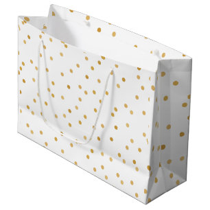 Elegant Modern White Gold Confetti Dots Large Gift Bag