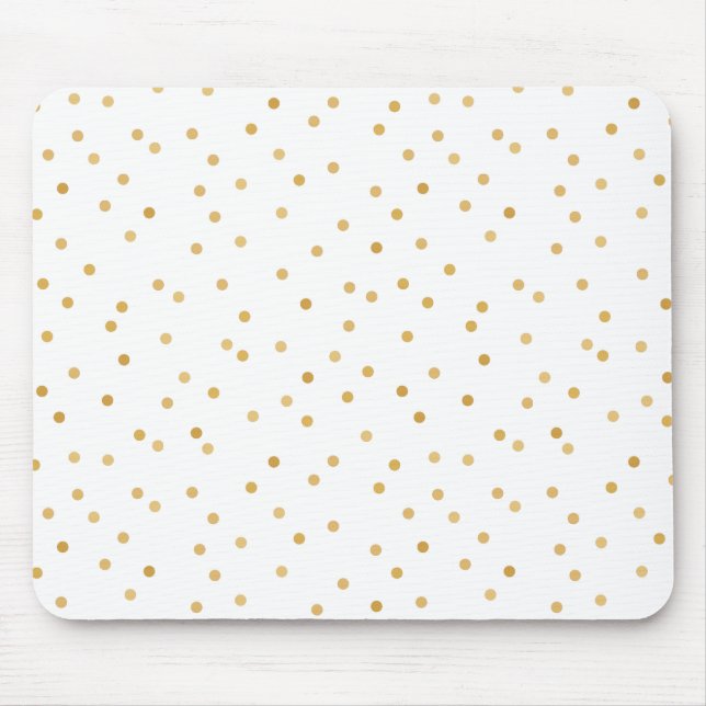 Elegant Modern White Gold Confetti Dots Mouse Pad (Front)