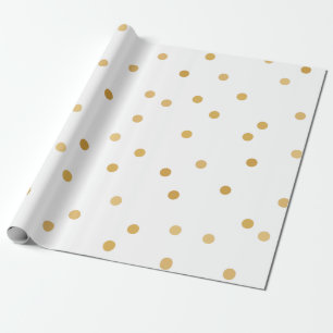 Elegant Modern White Gold Confetti Dots Wrapping Paper