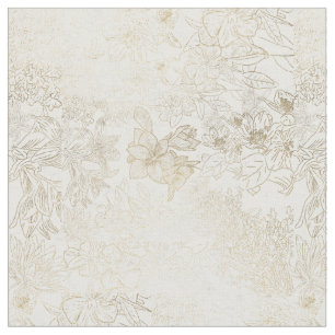 Elegant modern white gray gold marble floral fabric