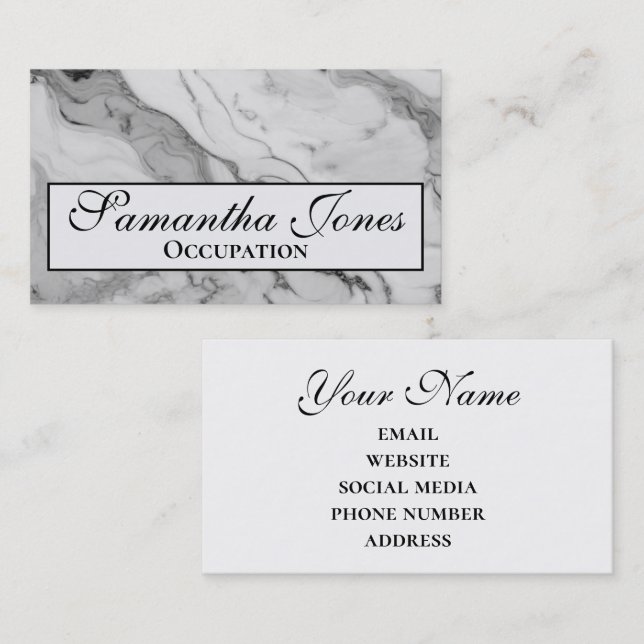Elegant Modern white grey black marble pattern  Business Card (Front/Back)