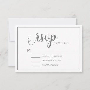 Elegant Modern White Grey Wedding RSVP