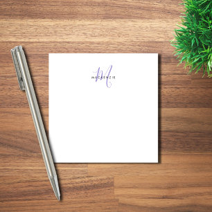 Elegant Modern White Lavender Script Monogram Post-it Notes
