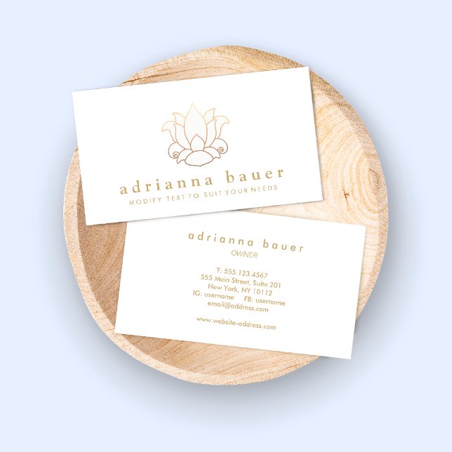 Elegant Modern White Lotus Flower Business Card (Creator Uploaded)