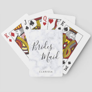 Elegant & modern white marble bridesmaid playing cards