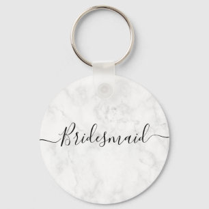 Elegant & modern white marble maid of honour key ring