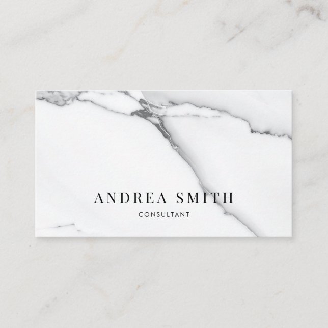 Elegant Modern White Marble Professional Business Card (Front)