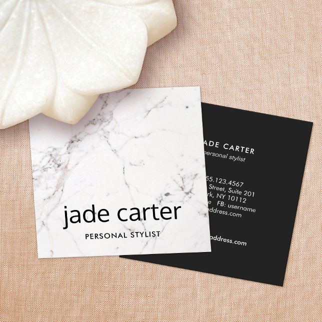 Elegant Modern White Marble Professional Square Business Card (Creator Uploaded)
