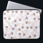 elegant modern white marble rose gold pineapple laptop sleeve<br><div class="desc">Stylish and trendy design featuring faux rose gold pineapple pattern and white marble.</div>
