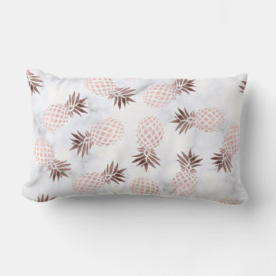 elegant modern white marble rose gold pineapple lumbar cushion