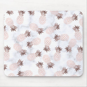 elegant modern white marble rose gold pineapple mouse pad