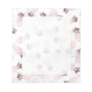elegant modern white marble rose gold pineapple notepad