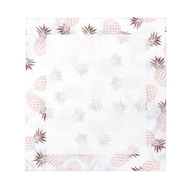 elegant modern white marble rose gold pineapple notepad (Front)