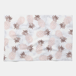 elegant modern white marble rose gold pineapple tea towel