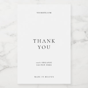 Elegant Modern White Minimalist Thank You Food Label