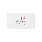 Elegant Modern White Red Script Monogram