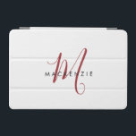 Elegant Modern White Red Script Monogram iPad Mini Cover<br><div class="desc">Elegant Modern White Red Script Monogram iPad Mini Cover.  An elegant red script monogram combined with a clean black san-serif font makes for a contemporary look.</div>