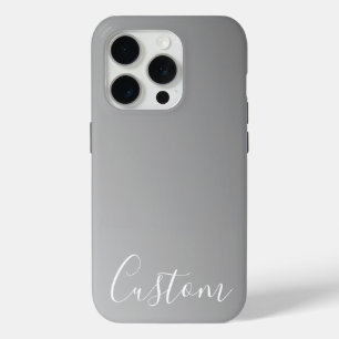 Elegant Modern White Script Writing Grey Gradient  iPhone 15 Pro Case
