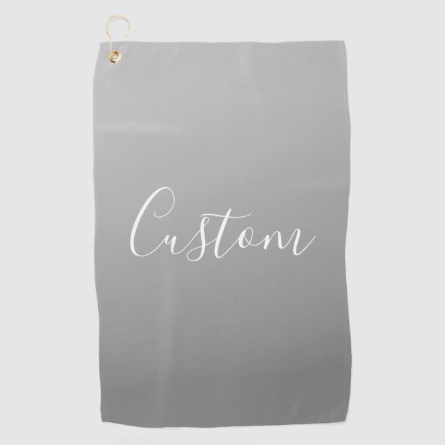 Elegant Modern White Script Writing Grey Gradient  Golf Towel (Front)