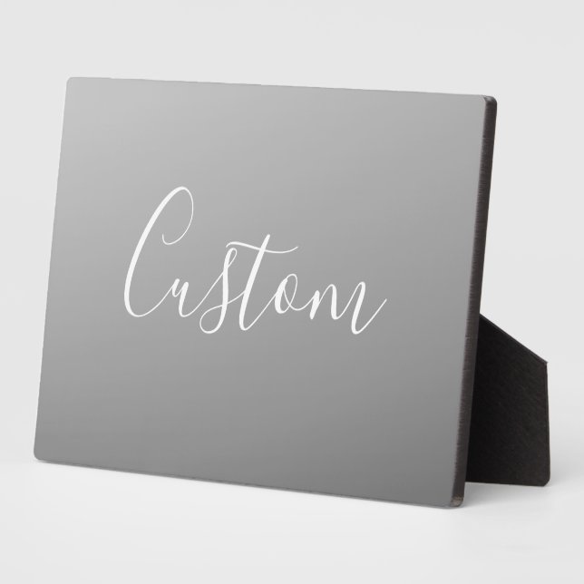 Elegant Modern White Script Writing Grey Gradient  Plaque (Side)