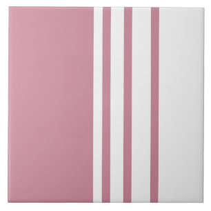 Elegant, modern, white stripes on pastel blush ceramic tile