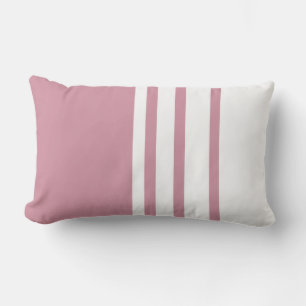 Elegant, modern, white stripes on pastel blush lumbar cushion