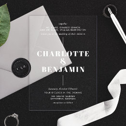Elegant Modern White Wedding Acrylic Invitations